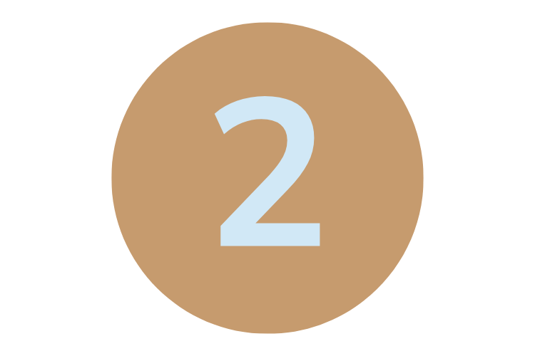 Reparaturservice Valet Bretten Ablauf Zusammenarbeit Schritt 2 Zahl "2" in blauer Schrift auf einem runden, beige Hintergrund.